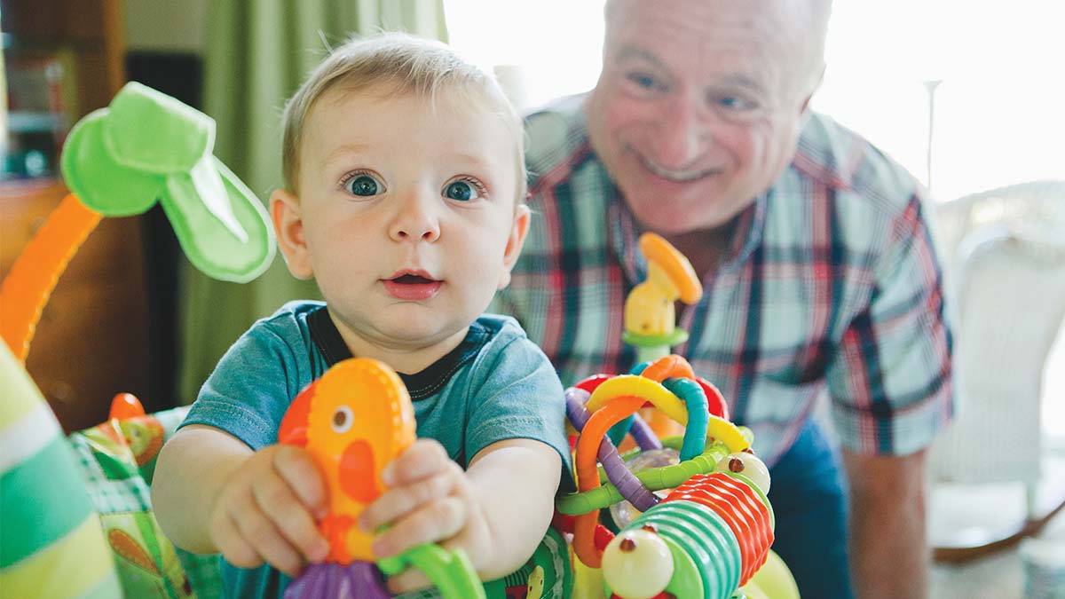 older dad with baby