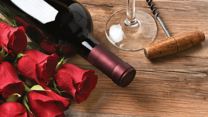 Bernardus Winery’s Abundant Pinot wine and red roses