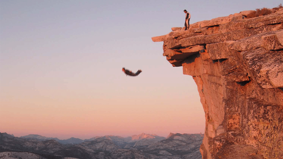A scene from the base jumping film â€˜When We Were Knight'