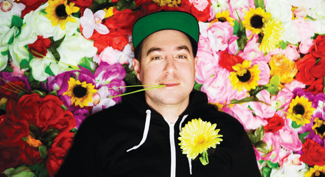 Justin Martin in a field of flowers