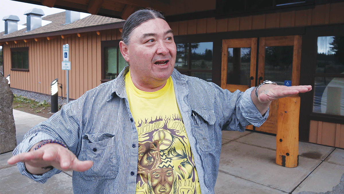 erry Chocktoot, tribal council member of the Klamath Tribes in Chiloquin, Oregon, rallies tribes against pipeline