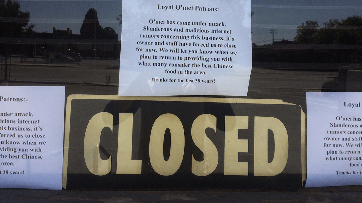 O'Mei Chinese Cuisine Santa Cruz closes owner Roger Grigsby KKK David Duke Supporter