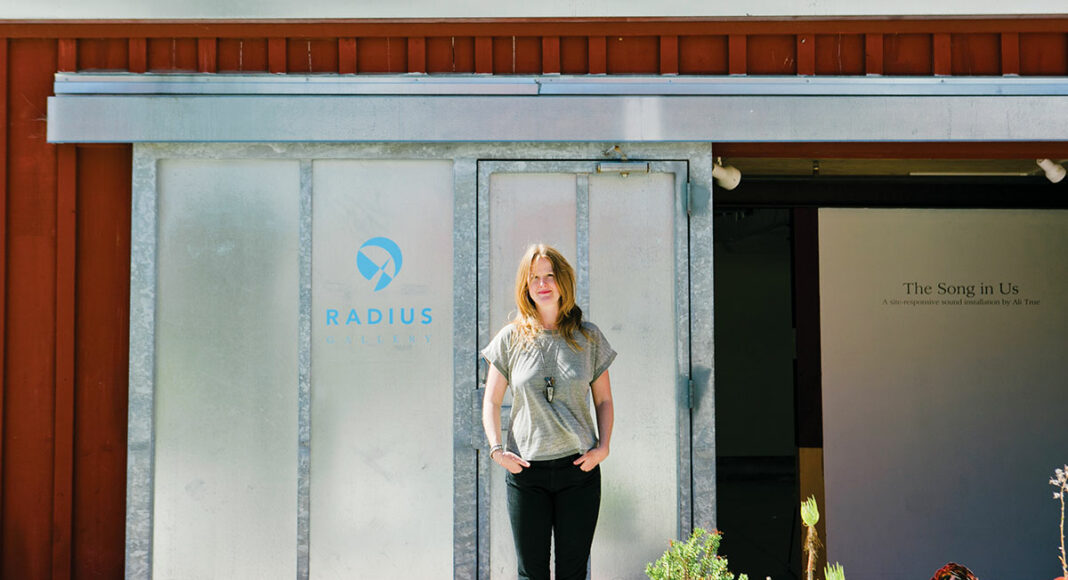 Ann Hazels in front of Radius Gallery at Tannery Arts Center in Santa cruz