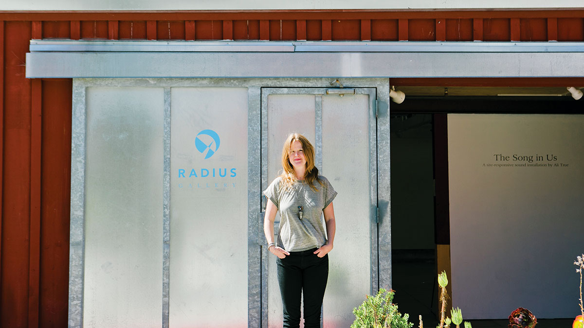 Ann Hazels in front of Radius Gallery at Tannery Arts Center in Santa cruz