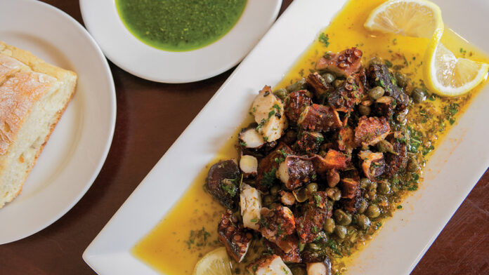 Mediterranean Flavors Make Happy Hour at Mozaic a Must Mozaic grilled octopus house-made pesto