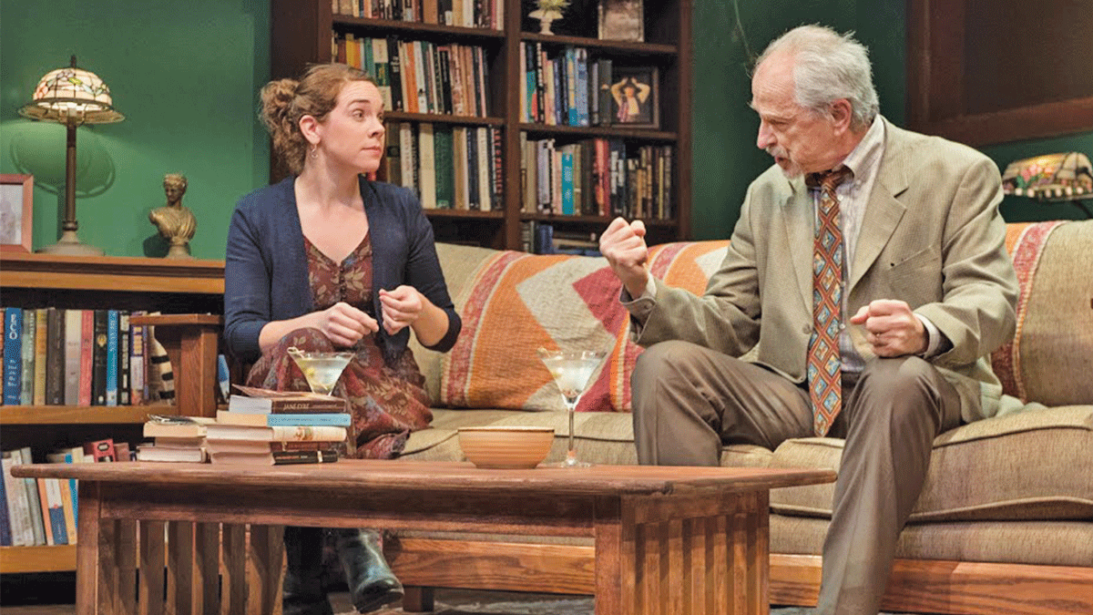Martha Brigham (Deirdre) and J. Michael Flynn (John) in Jewel Theatre’s production of ‘Coming of Age,’ written by Kate Hawley and directed by Paul Whitworth.