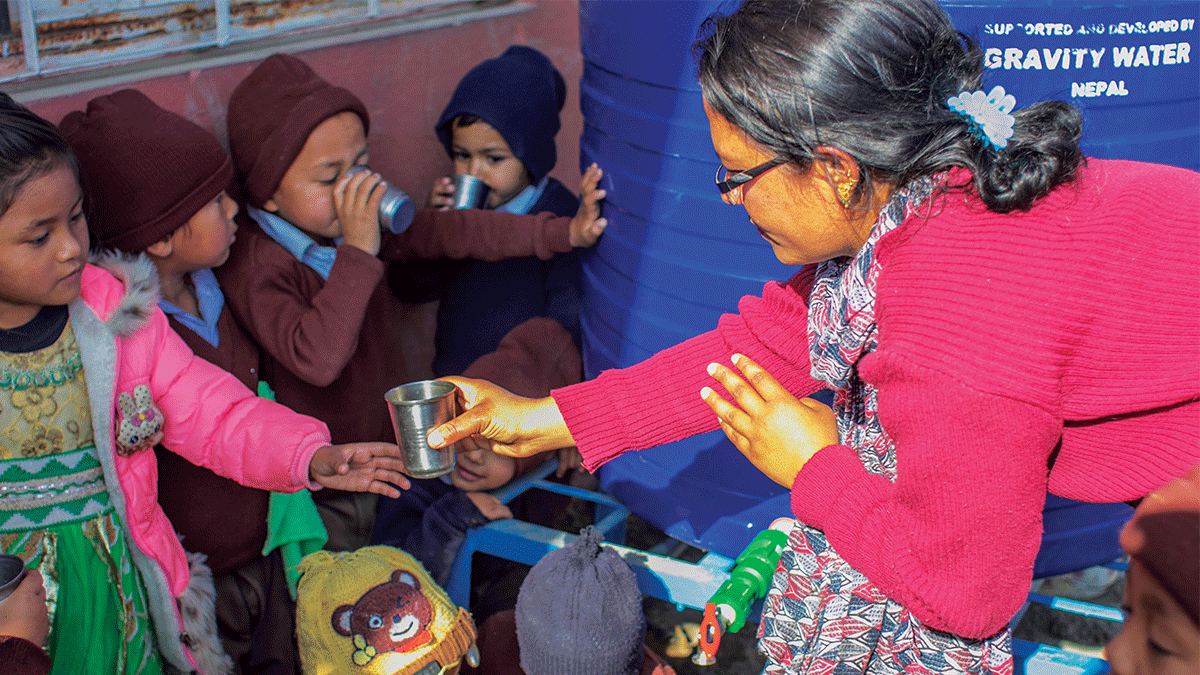 Gravity Water children Nepal