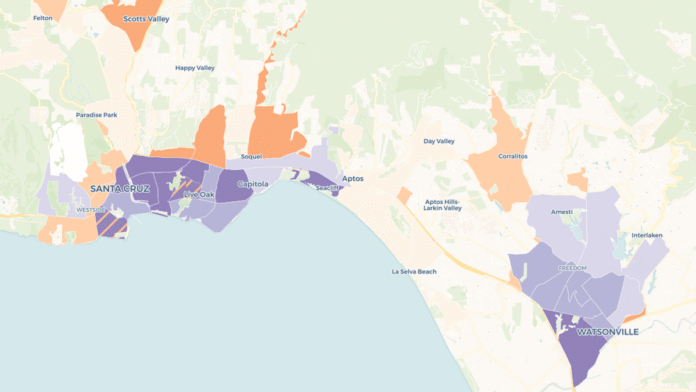 Map Shows Creep of Gentrification in Santa Cruz Santa Cruz gentrification