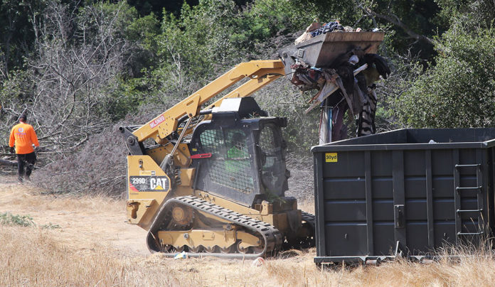 City of Santa Cruz Clearing Out Camps in Pogonip Open Space Heavy equipment being used to move homeless encampments