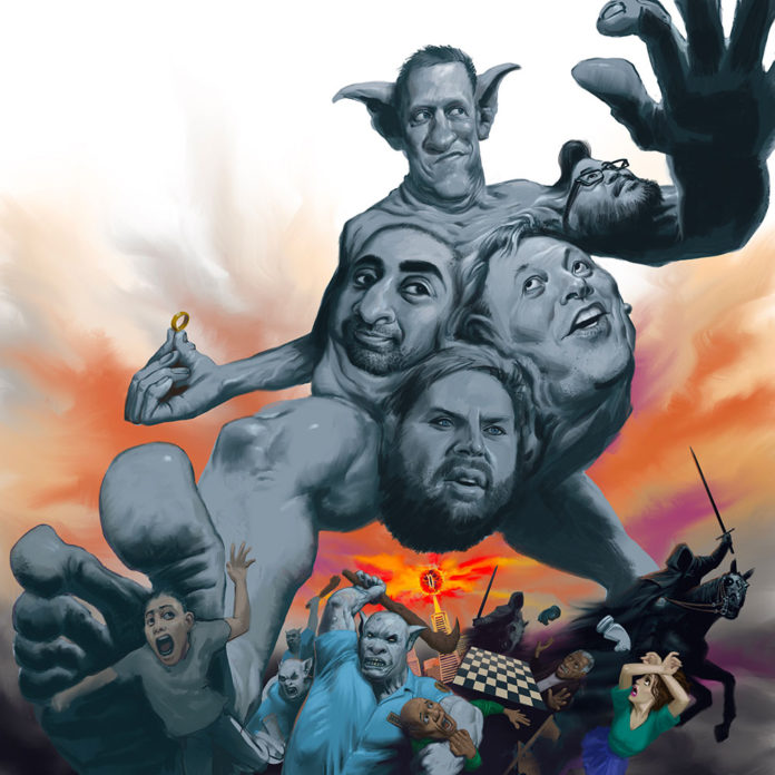 The Lords of Vance surreal art with J.D. Vance and associated oligarchs