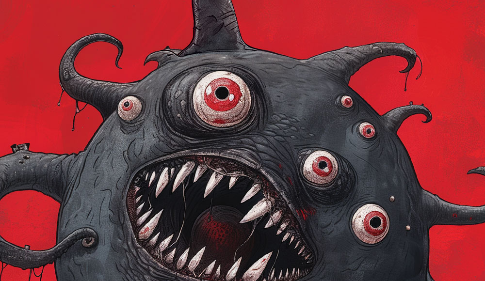 monster with tentacles and many eyes