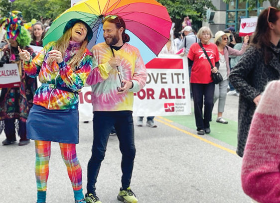 LGBTQ+ People in Santa Cruz County Respond to Election People in rainbow garb participating in a Pride event