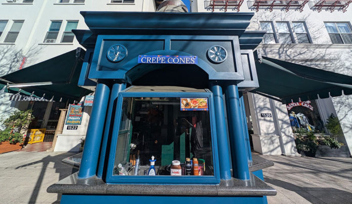 That New New The Crepe Cones Pacific Av kiosk