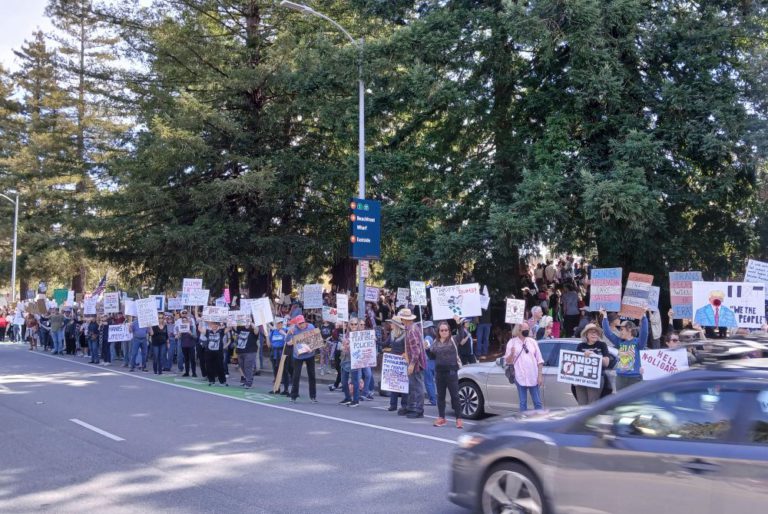 Hundreds join Santa Cruz ‘Hands Off’ protest of Trump policies