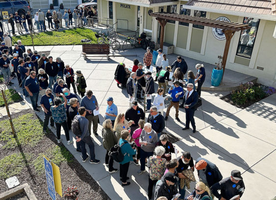 Capitola Nixes Off-Track Plan for RTC’s Rail Trail Project People waiting to get into meeting with RTC