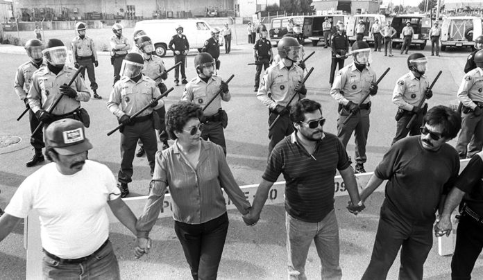 Love of Labor Black-and-white photograph of protestors