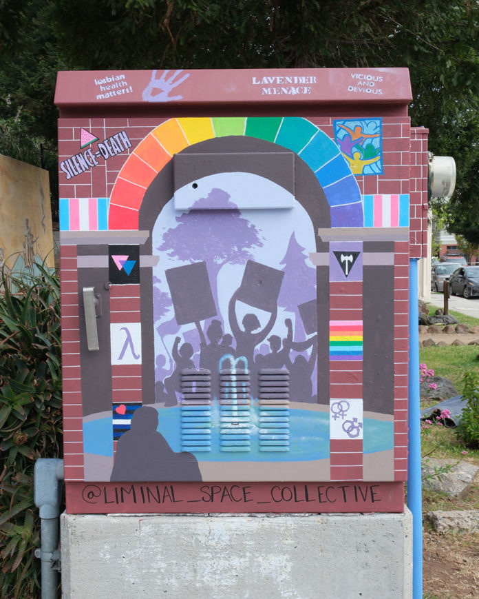 Public Works Cover story image LGBTQ+ Art boxes.