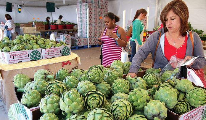Artichoke Festival to End After 65 Years Woman picking artichokes up from a produce bin