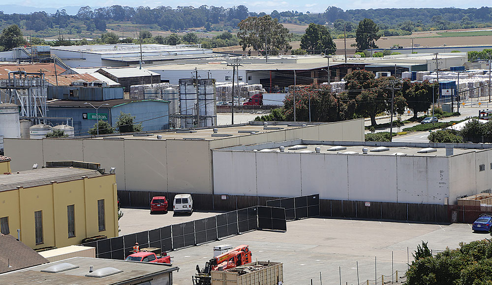 aerial view of industrial parking site