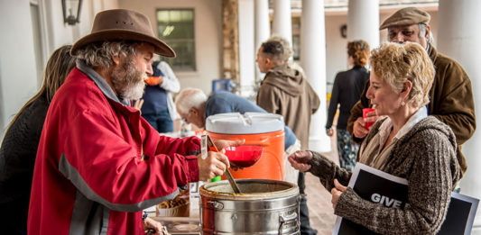 People giving out food