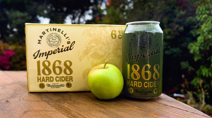 Hard Restart dining news photo of martinelli's hard cider can with an apple