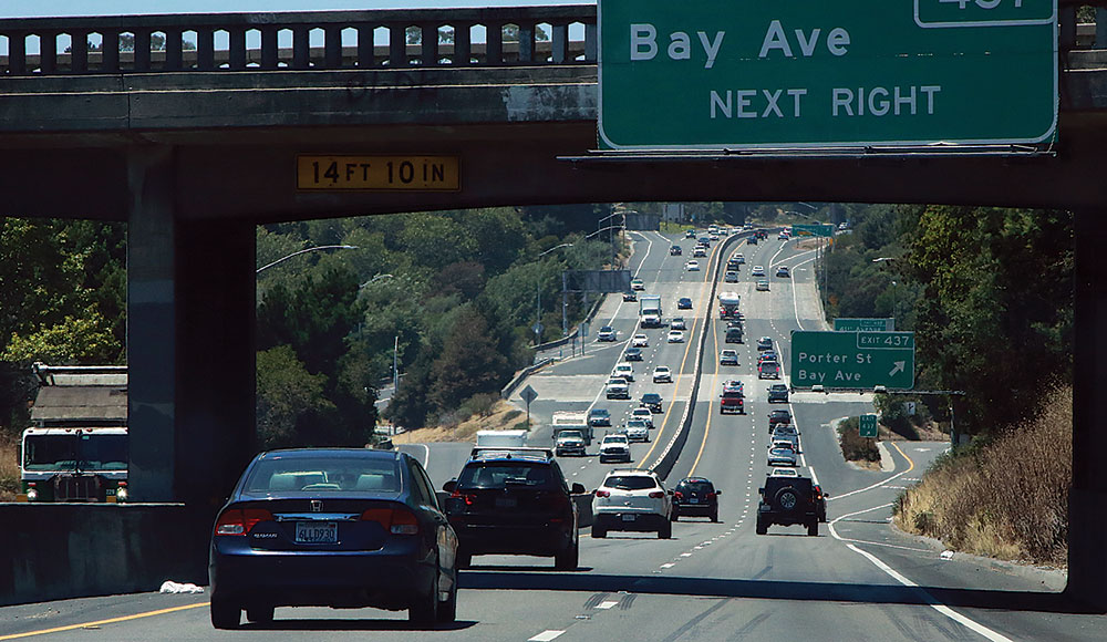 A freeway with traffic
