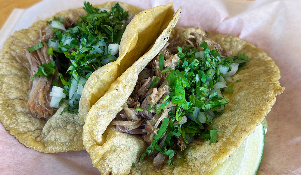 gtw2544_foodie a carnitas taco and tortas with traditional cilantro garnish