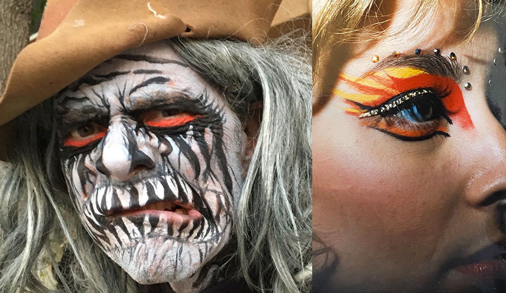 gtw2544_news2 Left, skull-like death face makeup, on the right, glamour eye make-up for the movie Showgirls.