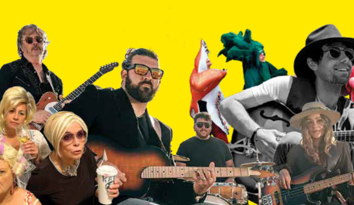 To Cover or Not to Cover? A collage of many music artists featured in a "cover song" cover story