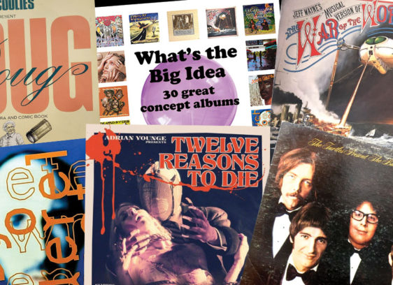 Get the Concept? A collage of album covers featured in Bill Kopp’s book What’s the Big Idea, showcasing a variety of concept albums across genres.