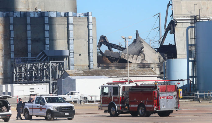 The Editor’s Desk Fire engines and emergency vehicles respond to damage at the Moss Landing battery storage facility following a lithium-ion battery fire.