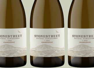 Exquisite Chard at Stonestreet Three bottles of Stonestreet Estate Vineyards 2022 Chardonnay displayed against a neutral background.