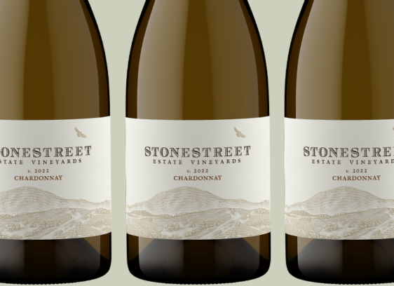 Exquisite Chard at Stonestreet Three bottles of Stonestreet Estate Vineyards 2022 Chardonnay displayed against a neutral background.