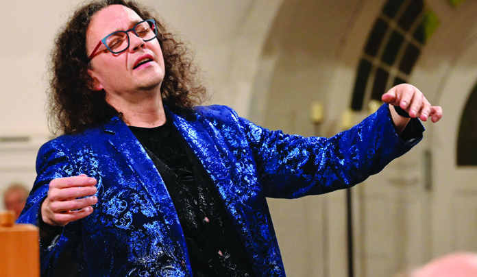 Baroque Bonanza Jรถrg Reddin conducts during a performance at the Santa Cruz Baroque Festival.