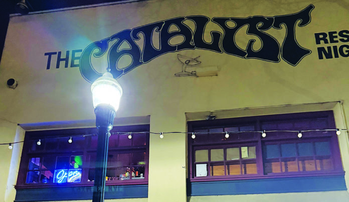 Catalyst Future Discussed Exterior of The Catalyst music venue in downtown Santa Cruz at night.