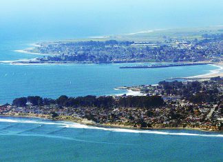 Panetta will fight drilling Aerial view of Santa Cruz coastline and Monterey Bay