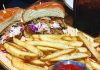 Food and Brews Barnyard Burger with fries at Laughing Monk Brewing in Scotts Valley.