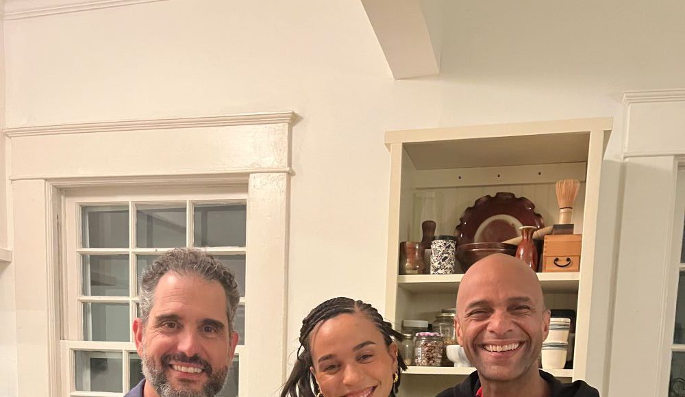 Charlie Hunter, Lo Steele and drummer Marcus Finnie pose together ahead of their Kuumbwa Jazz Center performance in Santa Cruz.