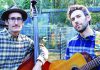 Two of a Kind Musicians Moshe and Boaz Vilozny with guitar and upright bass at Ugly Mug Coffeehouse