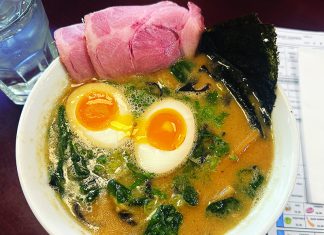 Oodles of Noodles Tonkotsu ramen with soft boiled eggs and pork at Oreno Ramen Scotts Valley