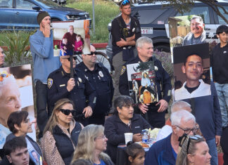 Justice for Victims People holding photos of crime victims at Santa Cruz vigil
