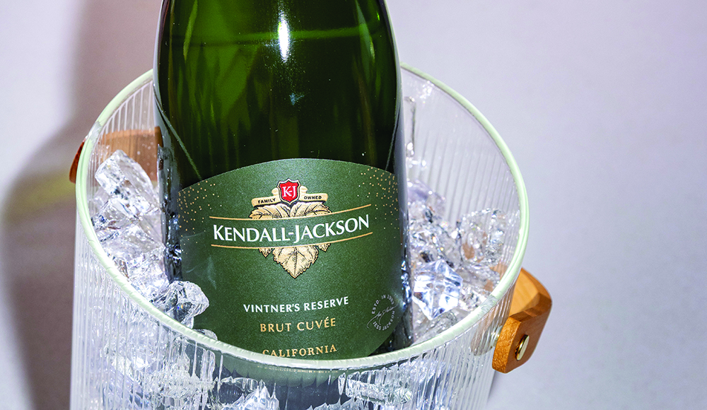 Kendall Jackson Vintners Reserve Brut Cuvee sparkling wine bottle on ice