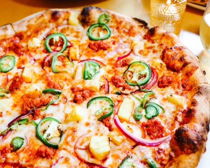 Slices of Santa Cruz Pizza Week Spicy pizza at East End Gastropub offered for Santa Cruz Pizza Week