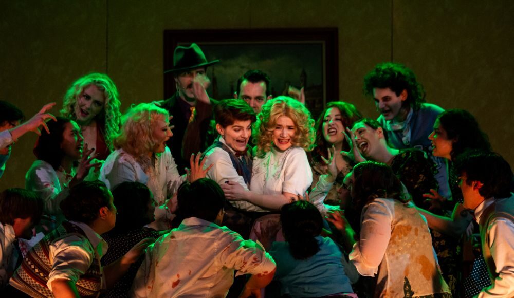 Cast members perform a scene from Reefer Madness The Musical at Santa Cruz Veterans Hall