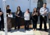Peace Pole Watsonville High students stand beside a Peace Pole during an unveiling ceremony.