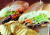 Beers for Cheers Banh mi sandwich plate with potato chips at Lúpulo in downtown Santa Cruz.