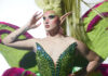 Alien Arrival Irene the Alien in green sci-fi drag costume
