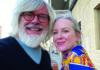 Freedom of Expression Dennis Bartok and Marja Bartok smile together outdoors in Santa Cruz.