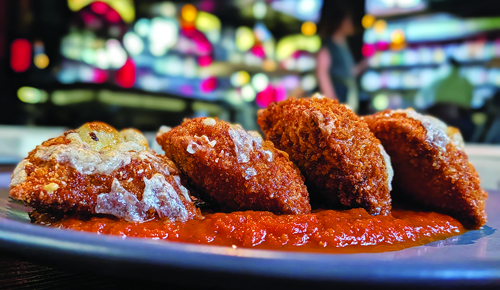 Fried ravioli served with red sauce at The Hotel Bar in downtown Santa Cruz