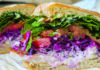 Brighten Up Blackened snapper sandwich with purple slaw, tomatoes, arugula and aioli at Seabright Deli
